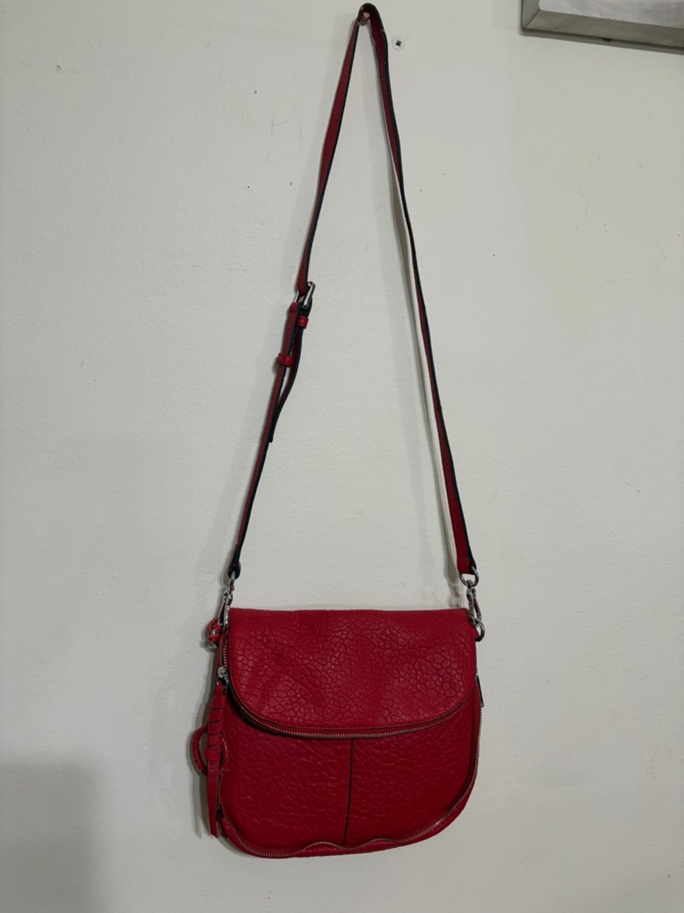 Vince Camuto Red Leather Crossbody Saddle Bag